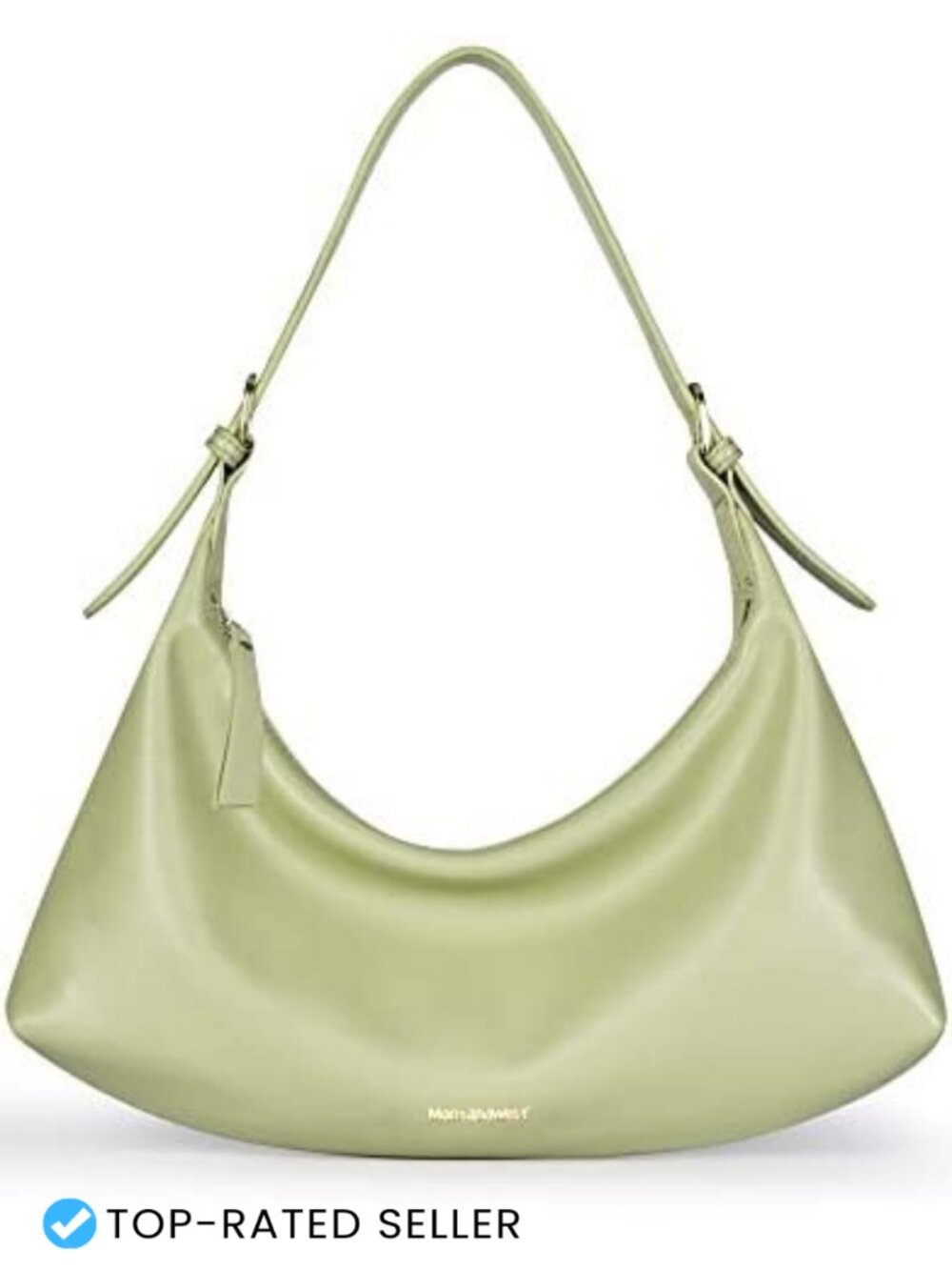 Vegan Leather Medium Hobo Shoulder Bag Zipper Adjustable Strap